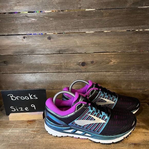 Womens Brooks‎ Transcend 5 Black Running Athletic Casual Shoes Sneakers Size 9 B - Picture 1 of 7